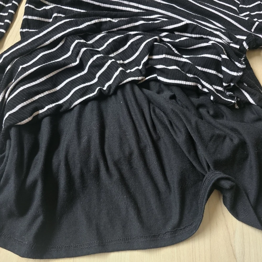 Lulus Charm Class Black and White Striped Long Sleeve Dress Size XL
